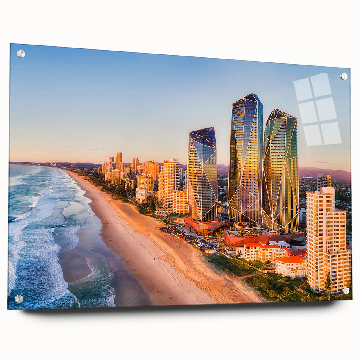 Acrylic print of Queensland scenery in muted earth tones, ideal for dining room decor.