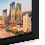 Extra large framed canvas of a textured Queensland, Australia scenery in black with colorful accents.
