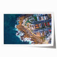 Sydney skyline in muted gray tones on a large rolled canvas, suitable for dining room decor.