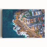Black and white panoramic view of Sydney skyline on large stretched canvas, ideal for kitchen wall art.