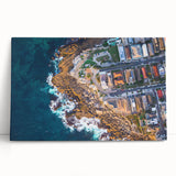 Black and white stretched canvas of Sydney skyline, ideal for kitchen wall art or bedroom.