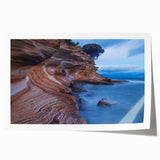 Extra large rolled print depicting Tasmania scenery with vibrant green and blue tones, ideal for art wall dining room.