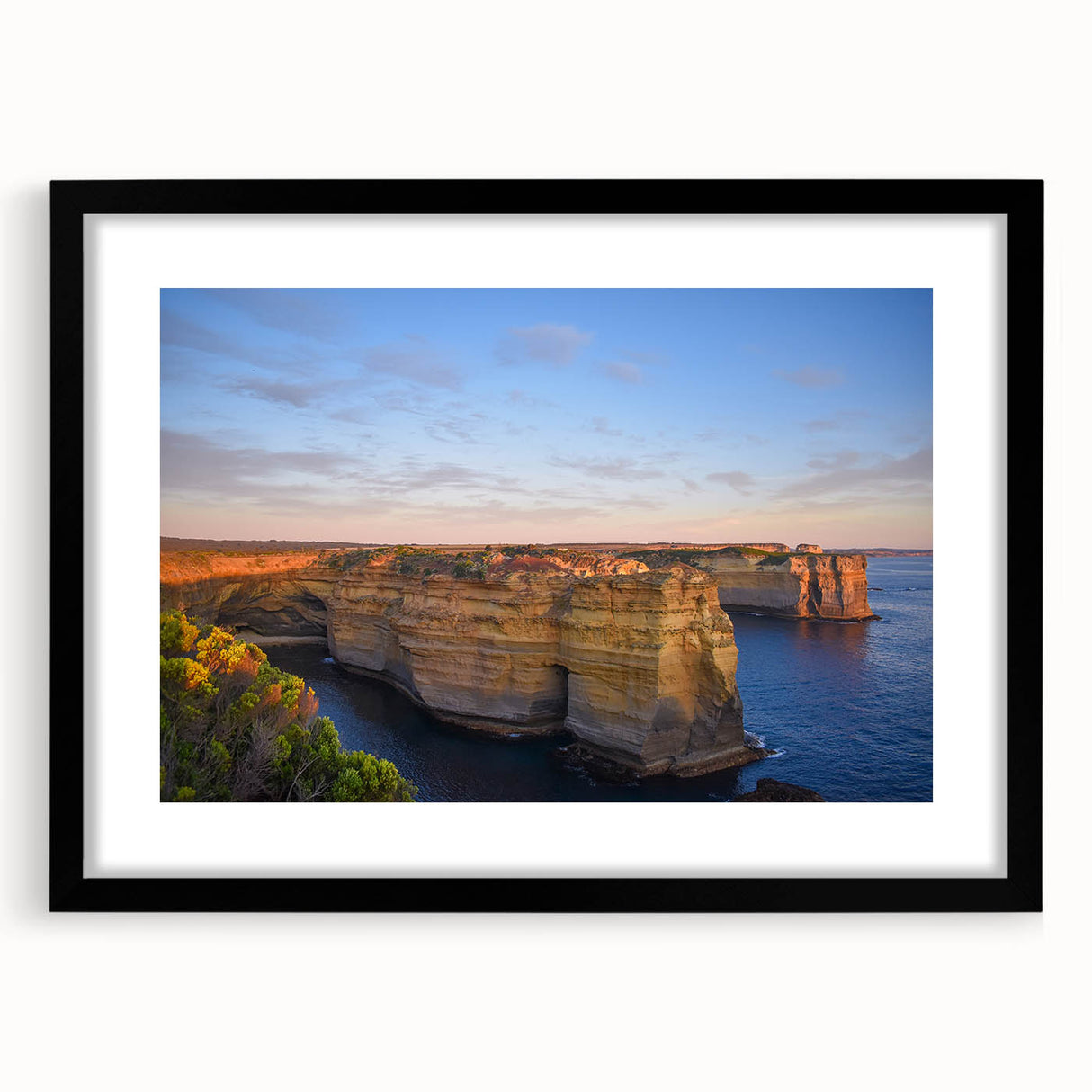 Extra large abstract art print featuring a colorful, textured Australian landscape on a black framed canvas.