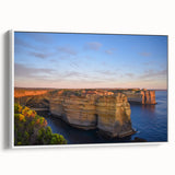 Vintage poster art of an Australian scenery on framed canvas, featuring vibrant colors, ideal for living room decor.