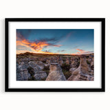 Abstract art print of Alberta scenery in vibrant colors on a textured, extra large canvas, ideal for living room decor.