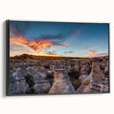 Black and white framed canvas of Alberta landscape, ideal for bedroom wall decor.