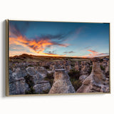 Framed canvas depicting a vintage-style landscape of Alberta, Canada, with muted earth tones, ideal for bedroom wall art.