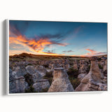 Vintage poster art of Alberta scenery on framed canvas, featuring a colorful palette, ideal for living room decor.