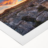 Art deco poster featuring an Alberta, Canada scenery in muted earth tones on rolled canvas, suitable for dining room decor.