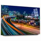 Large abstract wall art of British Columbia scenery on acrylic glass, in cool blue tones.