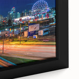 Extra large framed canvas of a black textured art depicting British Columbia scenery, ideal for living room decor.