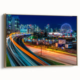 Framed canvas depicting a vintage-style landscape painting of British Columbia, with gold accents.