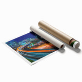 Extra large rolled print of British Columbia scenery with vibrant green and blue tones, ideal for classy bathroom wall art.