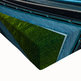 Large art depicting a black and white landscape of British Columbia on stretched canvas, suitable for bedroom wall decor.