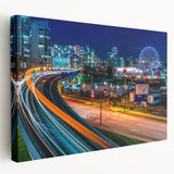 Side view of a stretched canvas depicting a serene British Columbia landscape, ideal for kitchen wall art.