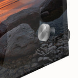 Large abstract wall art depicting Manitoba scenery in mid-century modernist style on acrylic glass.