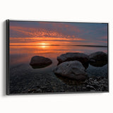 Black and white landscape art painting of Manitoba scenery on framed canvas, ideal for bedroom wall decor.