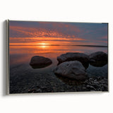 Framed canvas of a vintage-style landscape art painting depicting Manitoba scenery in muted earth tones.