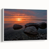 Framed canvas vintage poster art of Manitoba, Canada, featuring vibrant colors on a white background.