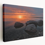 Landscape painting of Manitoba scenery on a large stretched canvas, featuring muted earth tones, ideal for kitchen wall art.