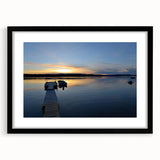 Abstract art print depicting vibrant, textured scenery of the Northwest Territories, framed with a black mat.