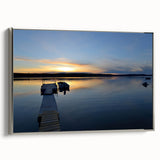 Framed canvas featuring a vintage-style landscape painting of the Northwest Territories in silver, black, and colorful tones.