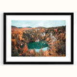 Extra large framed wall art featuring an abstract depiction of Nova Scotia scenery in vibrant, colorful textures.