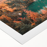 Art deco poster of Nova Scotia scenery in muted blue tones on rolled canvas, suitable for dining room wall art.