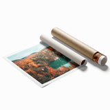 Rolled print of a Nova Scotia scenery with muted earth tones, ideal for classy bathroom wall art.