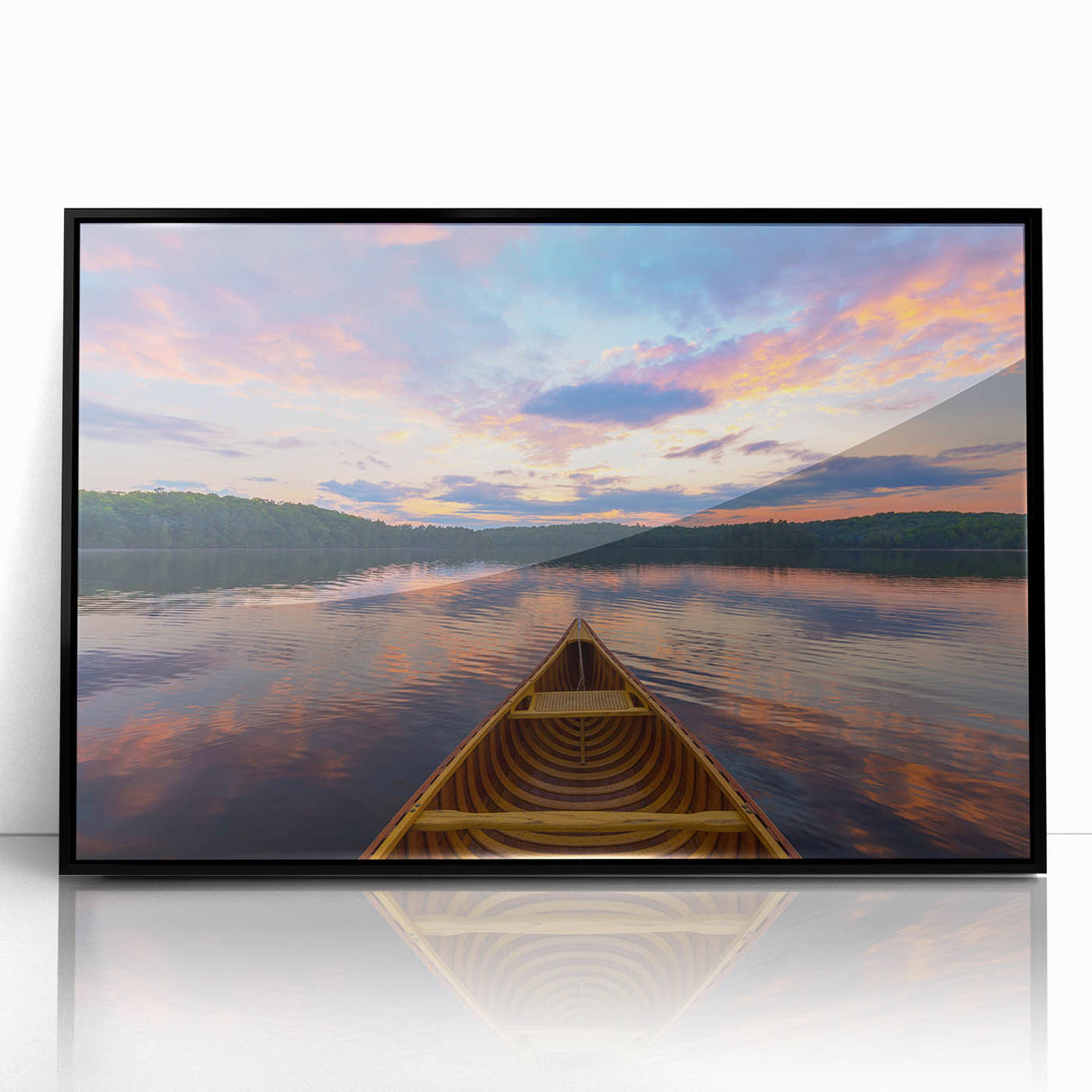 Large abstract wall art depicting a serene Ontario landscape in muted earth tones on a framed acrylic panel.