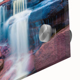 Large abstract wall art of Prince Edward Island in muted earth tones on acrylic glass, suitable for dining room ambiance.