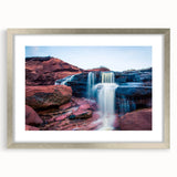 Textured abstract art print depicting a serene Prince Edward Island scenery in muted earth tones, framed with a silver mat.