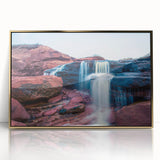 Framed acrylic print of a serene Prince Edward Island landscape in muted earth tones, ideal for nursery wall art.