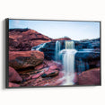Framed canvas featuring a black and white vintage poster art of Prince Edward Island landscape, ideal for bedroom decor.