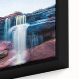Extra large framed canvas featuring a textured depiction of Prince Edward, Canada scenery in vibrant colors.