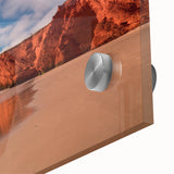 Large abstract wall art depicting a Quebec scenery in muted earth tones on acrylic glass, suited for dining room ambiance.