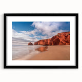 Extra large abstract art print of a colorful, textured scenery in Quebec, in a black frame with mat.