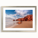 Textured abstract art print of Quebec scenery in muted earth tones, framed in silver, ideal for bedroom art.