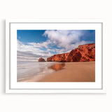 Abstract art print of Quebec scenery in muted earth tones on framed canvas, suitable for dining room or bedroom.