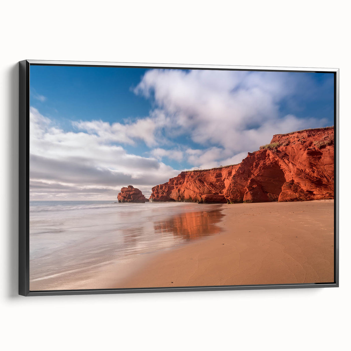 Black and white framed canvas of Quebec landscape, featuring muted tones, ideal for bedroom wall decor.