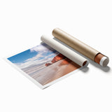 Extra large rolled print of a floral scene in muted greens and blues, ideal for classy bathroom wall art.