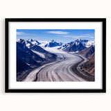 Abstract art print of colorful, textured scenery depicting the Yukon landscape on a large framed canvas.