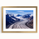 Extra large wall art featuring a textured abstract representation of the Yukon scenery in gold frame.