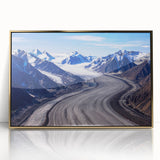 Framed acrylic print of a Yukon scenery in muted earth tones, ideal for modern art wall decor.