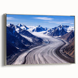 Framed canvas landscape art painting of the Yukon scenery in muted earth tones, ideal for office or study decor.