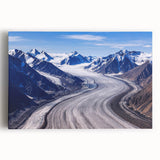 Black and white photograph of Yukon scenery on large stretched canvas, suitable as kitchen wall art.