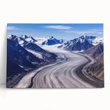 Black and white photograph of Yukon scenery on stretched canvas, ideal for kitchen wall art or bedroom ambiance.