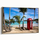 Framed canvas of a vintage Caribbean landscape in muted gold and black tones, ideal for bedroom decor.