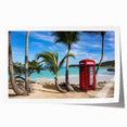 Extra large rolled print of a Caribbean Antigua scenery with vibrant blues and greens, ideal for dining room wall art.