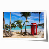 Extra large rolled print of a Caribbean Antigua scenery with vibrant blues and greens, ideal for dining room wall art.